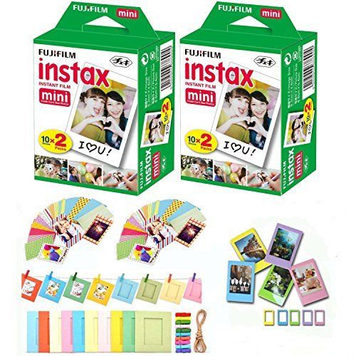 후지필름 Fujifilm Fuji Instax Mini Instant Film 40 Shots with Bonus 20 Decorative Skin Stick-on Stickers for Fuji Instax Mini 8 and SP-1