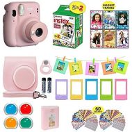 Fujifilm Instax Mini 11 Instant Camera Blush Pink + Shutter Compatible Carrying Case + Fuji Film Value Pack (20 Sheets) + Shutter Accessories Bundle, Color Filters, Photo Album, As