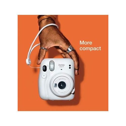 후지필름 Fujifilm Instax Mini 11 Instant Camera (Ice White) (16654798) Best-Value Bundle -Includes- (60) Instax Mini Instant Films + Carrying Case + Batteries + Neck Strap