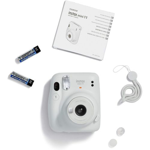 후지필름 Fujifilm Instax Mini 11 Instant Camera (Ice White) (16654798) Best-Value Bundle -Includes- (60) Instax Mini Instant Films + Carrying Case + Batteries + Neck Strap