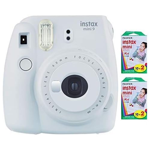 후지필름 Fujifilm Instax Mini 9 Instant Camera (Smokey White) with 2 x Instant Twin Film Pack (40 Exposures)