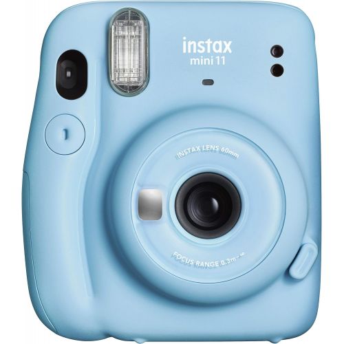 후지필름 Fujifilm Instax Mini 11 Sky Blue Instant Camera with Twin Pack Instant Film, Ritz Gear Frame Stickers and Ritz Gear Hanging Frames