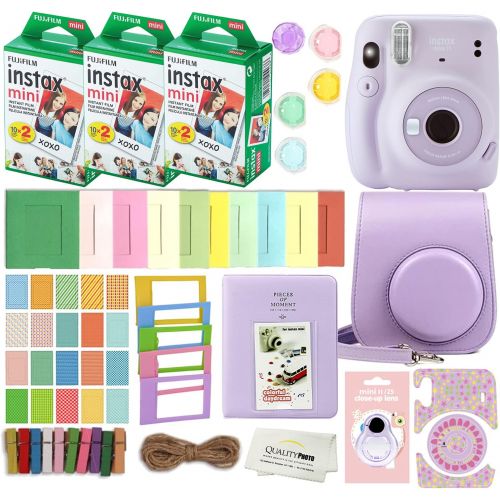 후지필름 Fujifilm Instax Mini 11 Instant Camera with Case, 60 Fuji Films, Decoration Stickers, Frames, Photo Album and More Accessory kit (Lilac Purple)