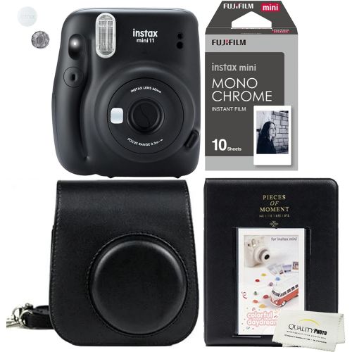 후지필름 Fujifilm Instax Mini 11 Charcoal Grey Instant Camera Plus Matching Case, Photo Album and Fujifilm Character 10 Films (Monochrome)…