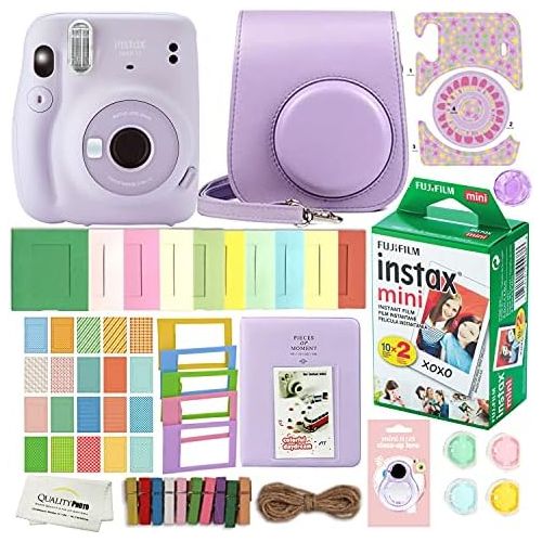 후지필름 Fuji Film Instax Mini 11 Instant Camera with Case, 20 Fuji Films, Decoration Stickers, Frames, Photo Album, Accessory kit