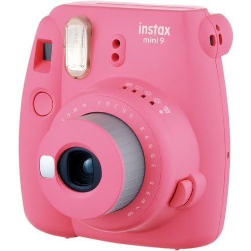 후지필름 Fujifilm Instax Mini 9 Camera + 14 PC Instax Accessories kit Bundle, Includes; Instax Case + Album + Frames & Stickers + Lens Filters + More (Flamingo Pink)
