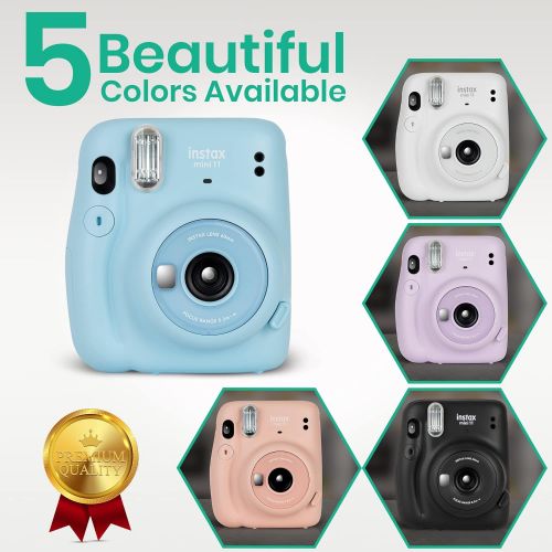 후지필름 Fujifilm Instax Mini 11 Camera with Fujifilm Instant Mini Film (20 Sheets) Bundle with Deals Number One Accessories Including Carrying Case, Color Filters, Photo Album, Stickers +