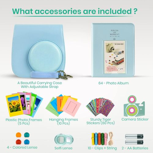 후지필름 Fujifilm Instax Mini 11 Camera with Fujifilm Instant Mini Film (20 Sheets) Bundle with Deals Number One Accessories Including Carrying Case, Color Filters, Photo Album, Stickers +