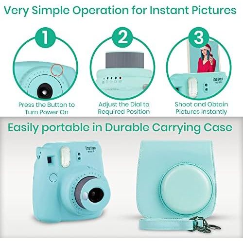 후지필름 Fujifilm Instax Mini 9 Instant Camera for Kids + Fujifilm Instax Mini Film (40 Sheets) Bundle with Deals Number One Accessories Including Carrying Case, Filters, Photo Album + More