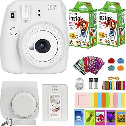 후지필름 Fujifilm Instax Mini 9 Instant Camera + Fujifilm Instax Mini Film (40 Sheets) Bundle with Deals Number One Accessories Including Carrying Case, Color Filters, Kids Photo Album + Mo