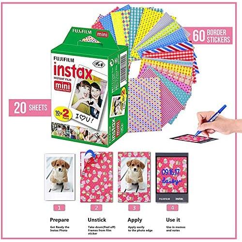 후지필름 Fujifilm Instax Mini 11 Instant Camera + Shutter Compatible Carrying Case + Fuji Film Value Pack (20 Sheets) + Shutter Accessories Bundle, Color Filters, Photo Album, Assorted Fram