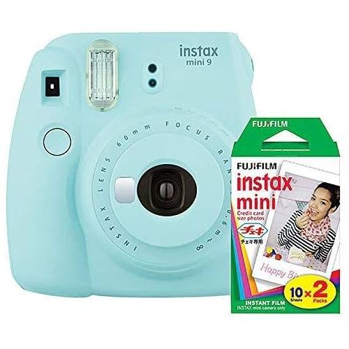 후지필름 Fujifilm instax Mini 9 Instant Camera (Ice Blue) with Film Twin Pack Bundle (2 Items)