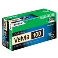 Fujifilm 16326107 Fujichrome Velvia 120mm 100 Color Slide Film ISO 100 - 5 Roll Pro Pack (Green/White/Purple)