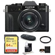 FUJIFILM X-T30 Mirrorless Digital Camera with XC 15-45mm f/3.5-5.6 OIS PZ Lens (Black) Bundle, Includes: SanDisk 64GB Extreme SDXC Memory Card, Card Reader and More