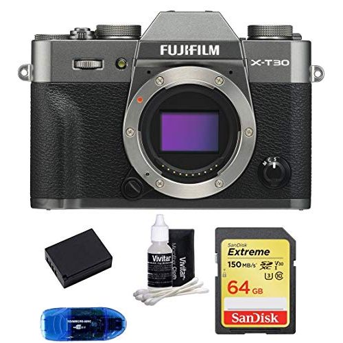 후지필름 FUJIFILM X-T30 Mirrorless Digital Camera (Body with 64GB Bundle, Dark Silver)