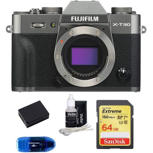 후지필름 FUJIFILM X-T30 Mirrorless Digital Camera (Body with 64GB Bundle, Dark Silver)