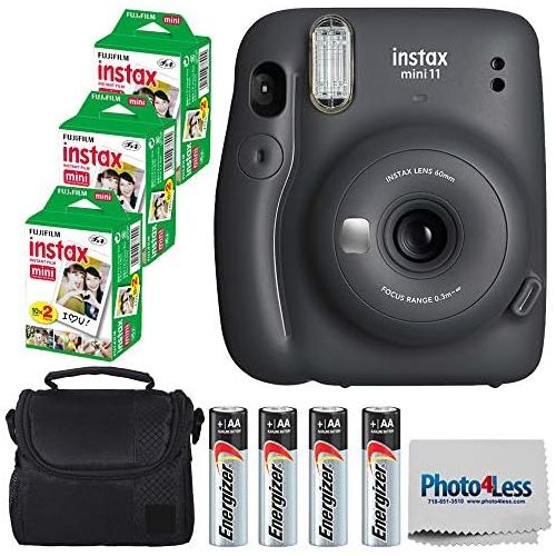 후지필름 [아마존베스트]Fujifilm Instax Mini 11 Instant Camera - Charcoal Grey (16654786) + 3x Packs Fujifilm Instax Mini Twin Pack Instant Film + Batteries + Case - Instant Camera Bundle