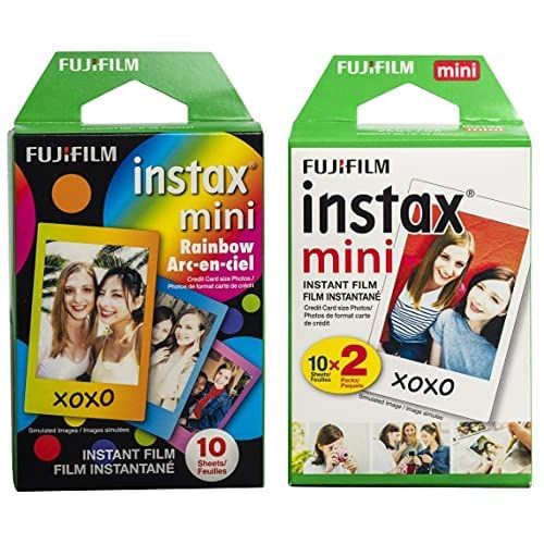 후지필름 [아마존베스트]Fujifilm INSTAX Mini Instant Film (Rainbow + White Twin Pack)