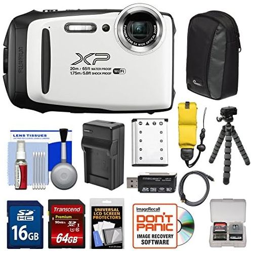 후지필름 Fujifilm FinePix XP130 Shock & Waterproof Wi-Fi Digital Camera (White) with 64GB Card + Battery +Charger + Cases + Tripod + Float Strap + Kit