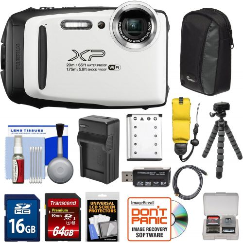 후지필름 Fujifilm FinePix XP130 Shock & Waterproof Wi-Fi Digital Camera (White) with 64GB Card + Battery +Charger + Cases + Tripod + Float Strap + Kit
