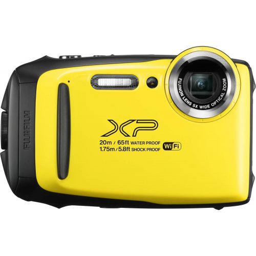 후지필름 Fujifilm FinePix XP130 Shock & Waterproof Wi-Fi Digital Camera (Yellow) with 64GB Card + Battery +Charger + Cases + Tripod + Float Strap + Kit