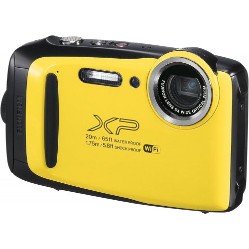 후지필름 Fujifilm FinePix XP130 Shock & Waterproof Wi-Fi Digital Camera (Yellow) with 32GB Card + Battery + Cases + Float Strap + Selfie Stick + Kit