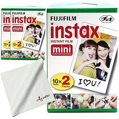 후지필름 Fujifilm Instax Mini Twin Pack Instant Film 60 Sheets with Acotto Super Cleaning Cloth
