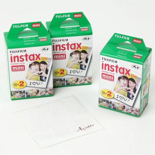 후지필름 Fujifilm Instax Mini Twin Pack Instant Film 60 Sheets with Acotto Super Cleaning Cloth