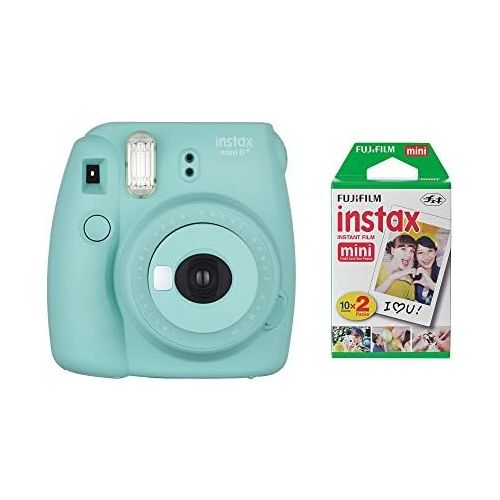 후지필름 Fujifilm Instax Mini 8+ Instant Film Camera (Mint) with Instant Film, 2 x 10 Shoots (Total 20 Shoots) + Colorful Photo Frame Stickers 20 pcs