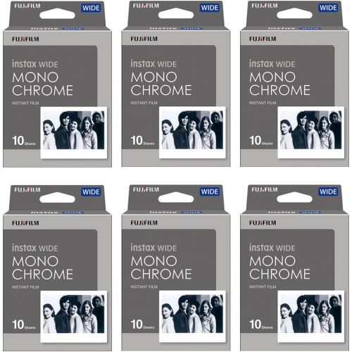 후지필름 Fujifilm Instax Mini Film Twin Pack Fujifilm Instant Film 6-PACK BUNDLE SET , INSTAX WIDE MONOCHROME WW 1 (10 x 6 = 60 Shoots) for Instax Wide 300 Camera -Japan Import (6-pack)