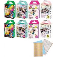 Fujifilm Instax Mini 8 Pack BUNDLE Rainbow, Stained Glass, Candy Pop, Shiny Star Single pack 10 sheets X 8 Pack = 80 Sheets