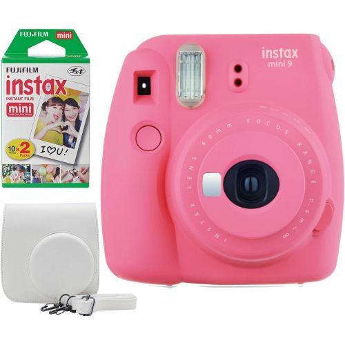 후지필름 Beach Camera Fujifilm Instax Mini 9 Instant Camera Bundle wCase and Film (Flamingo Pink)