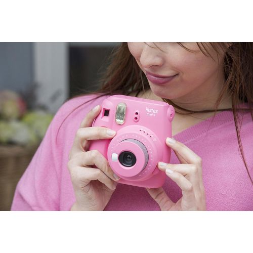 후지필름 Beach Camera Fujifilm Instax Mini 9 Instant Camera Bundle wCase and Film (Flamingo Pink)