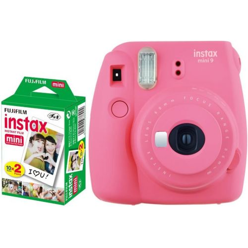 후지필름 Photo4Less Fujifilm instax Mini 9 Instant Film Camera (Flamingo Pink) + Fujifilm Instax Mini Twin Pack Instant Film (20 Shots)  Deluxe Bundle