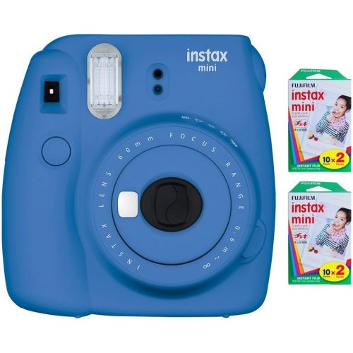 후지필름 Fujifilm Instax Mini 9 Instant Camera (Ice Blue) with 2 x Instant Twin Film Pack (40 Exposures)