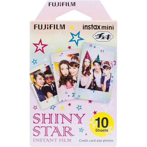 후지필름 Fujifilm Instax Mini Instant Film 17 Set, Sky Blue, Black, Single, Monochrome, Candy pop, Stained Glass, Shiny Star, Rainbow, Comic, Airmail, Stripe, 6 Character + Sticker