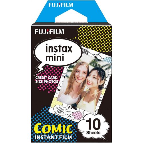 후지필름 Fujifilm Instax Mini Instant Film 17 Set, Sky Blue, Black, Single, Monochrome, Candy pop, Stained Glass, Shiny Star, Rainbow, Comic, Airmail, Stripe, 6 Character + Sticker