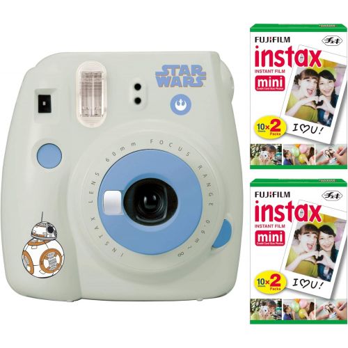 후지필름 Fujifilm Instax Mini 9 Instant Camera (Smokey White) with 2 x Instant Twin Film Pack (40 Exposures)