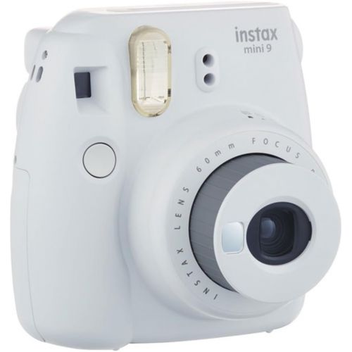 후지필름 Fujifilm instax mini 9 Instant Film Camera (Smokey White) + Fujifilm Instax Mini Twin Pack Instant Film (60 Shots) + Compact Camera Case + 4 AA Batteries + Cleaning Cloth - Full Ac