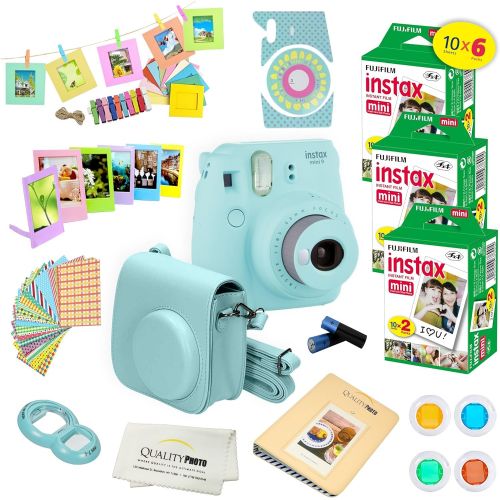 후지필름 Fujifilm Instax Mini 9 Instant Camera COBALT BLUE w Fujifilm Instax Mini 9 Instant Films (60 Pack) + A14 Pc Deluxe Bundle For Fujifilm Instax Mini 9 Camera