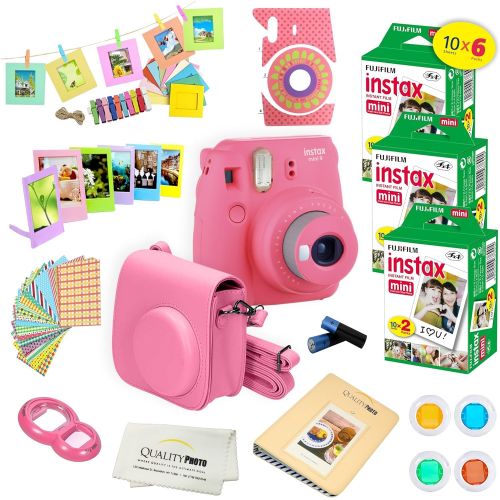 후지필름 Fujifilm Instax Mini 9 Instant Camera COBALT BLUE w Fujifilm Instax Mini 9 Instant Films (60 Pack) + A14 Pc Deluxe Bundle For Fujifilm Instax Mini 9 Camera