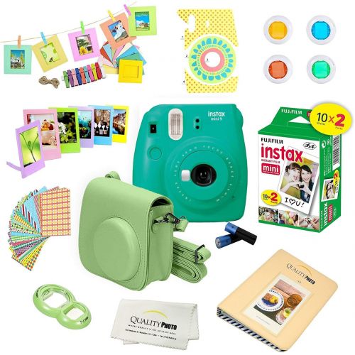 후지필름 Fujifilm Instax Mini 9 Instant Camera LIME GREEN w Film and Accessories  Polaroid Camera Kit