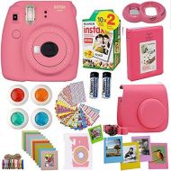 Abesons Fujifilm Instax Mini 9 Instant Camera Flamingo Pink + Fuji Instax Film Twin Pack (20PK) + Camera Case + Frames + Photo Album + 4 Color Filters and More Top Accessories Bundle