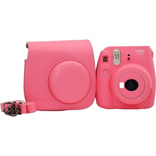 후지필름 Abesons Fujifilm Instax Mini 9 Instant Camera Flamingo Pink + Fuji Instax Film Twin Pack (20PK) + Camera Case + Frames + Photo Album + 4 Color Filters and More Top Accessories Bundle