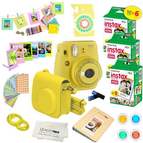 후지필름 Fujifilm Instax Mini 9 Instant Camera FLAMINGO PINK w Fujifilm Instax Mini 9 Instant Films (60 Pack) + A14 Pc Deluxe Bundle For Fujifilm Instax Mini 9 Camera