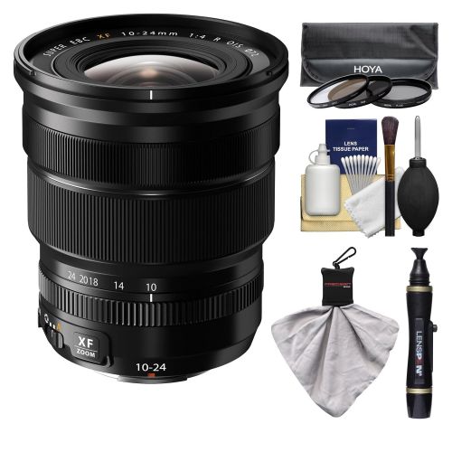 후지필름 Fujifilm 10-24mm f4.0 XF R OIS Zoom Lens with 3 Hoya UVCPND8 Filters Kit for X-A2, X-E2, X-E2s, X-M1, X-T1, X-T10, X-Pro2 Cameras