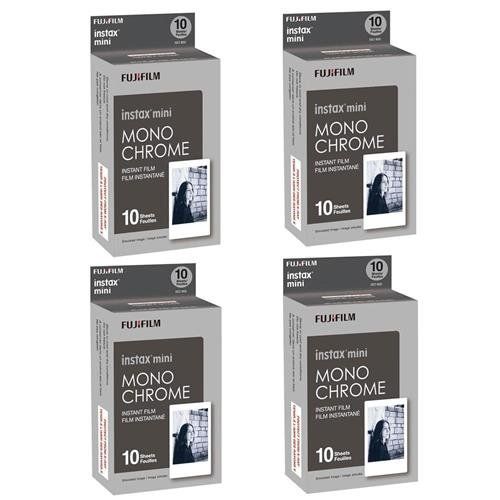 후지필름 Fujifilm 4X Instax Mini Monochrome Instant Film, 10 Pack, BlackWhite (16531960 4)