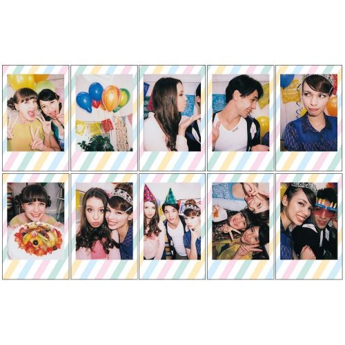 후지필름 Fujifilm Instax Mini 5 Pack Bundle Includes Stained Glass, Comic, Stripe, Shiny Star, Airmail. 10 sheets X 5 Pack = 50 Sheets.