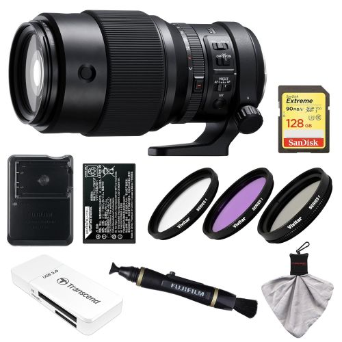 후지필름 Fujifilm GF 250mm f4.0 R LM OIS WR Lens with 128GB Card + Battery & Charger + Kit for GFX 50S Camera