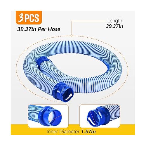 Pool Cleaner Hose for Zodiac Mx6 Mx8 Replacement Parts, R0527700 Pool Hoses for Above Ground Pools, Twist Lock Pool Vacuum Hose for Inground Pools, 3 Pack